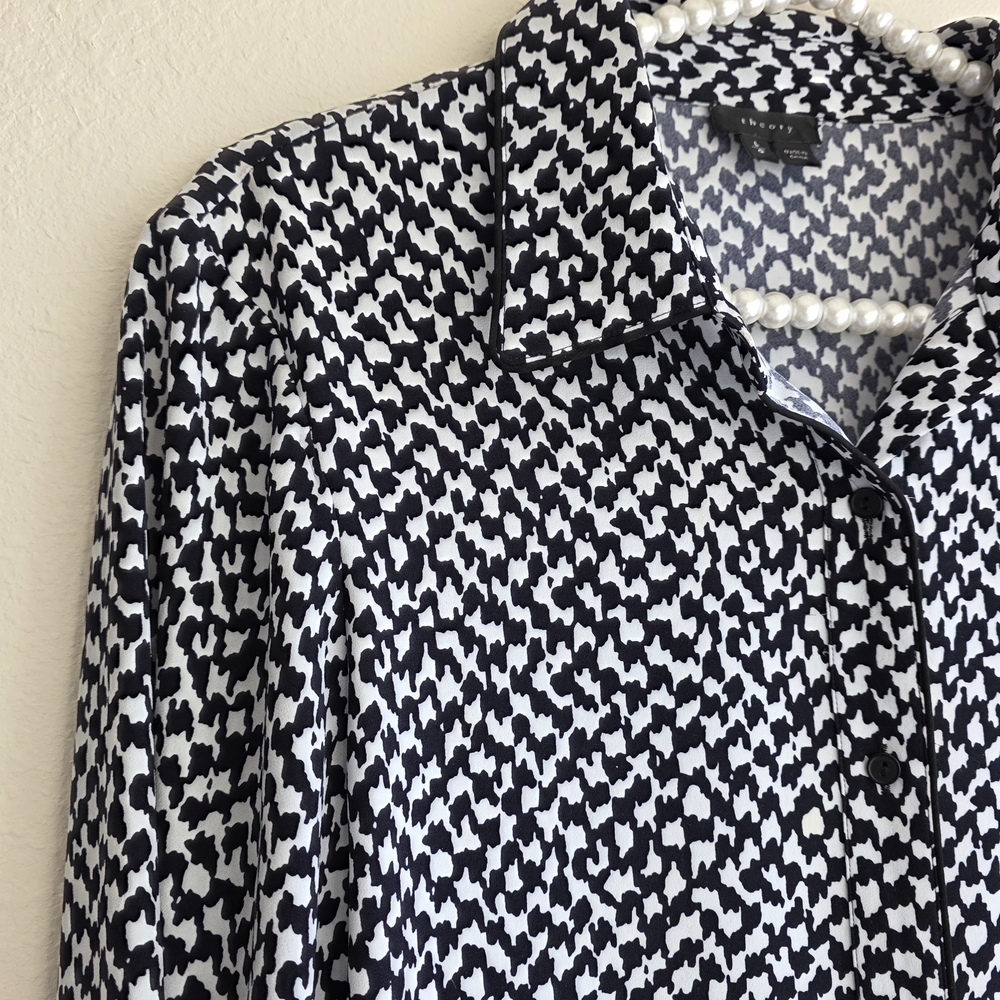 Theory Houndstooth Print Button Shirt